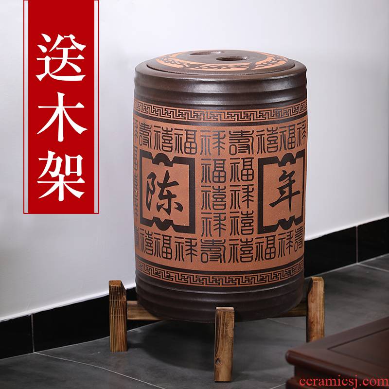 Yixing purple sand tea pot of tea urn oversized puer tea cake store small ceramic tea barrel household sealed container