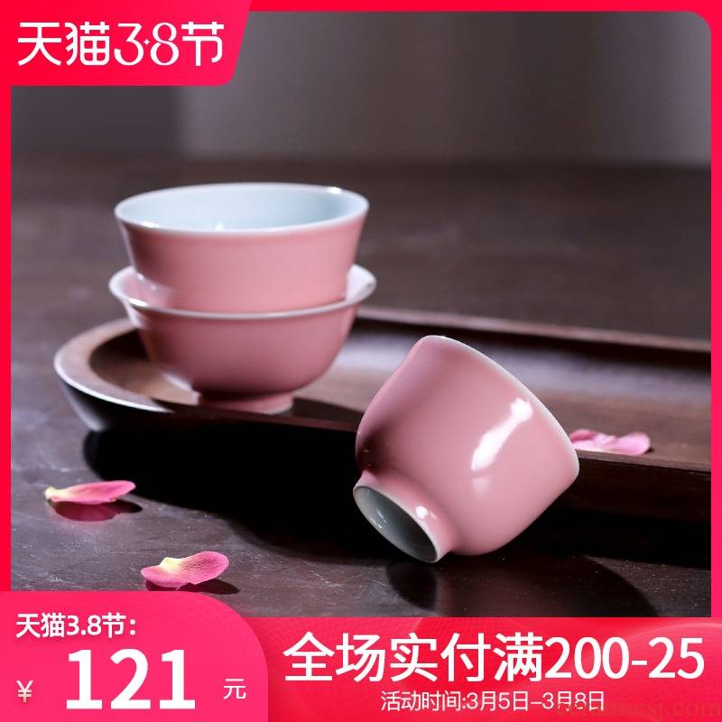 Pink color glaze master cup of jingdezhen ceramic sample tea cup manually kung fu tea set single cup small bowl individual cup