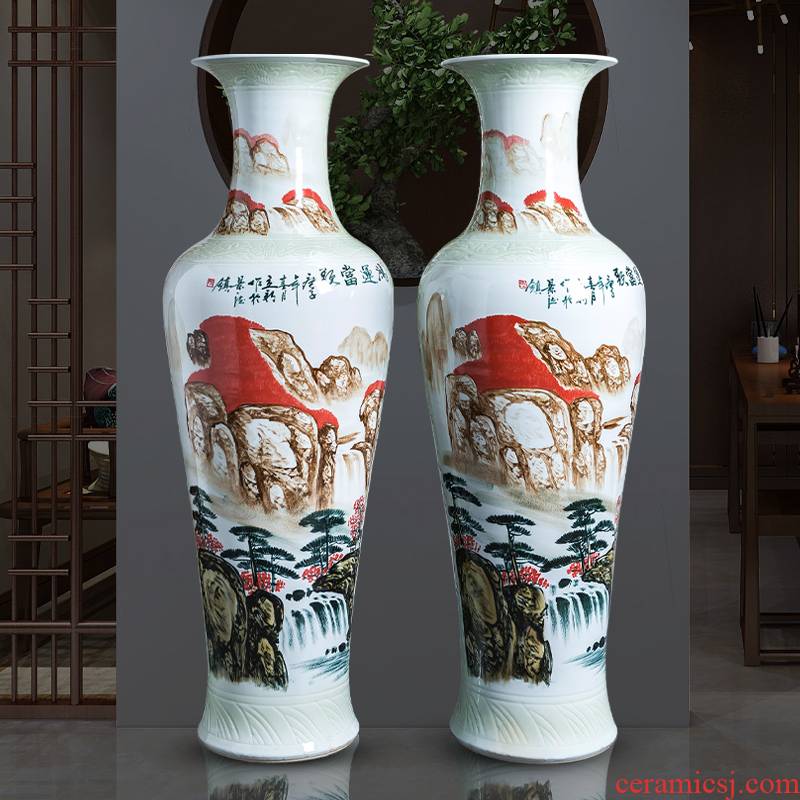 Jingdezhen ceramics hand - made scenery large vases, new Chinese style villa home sitting room hotel adornment landing