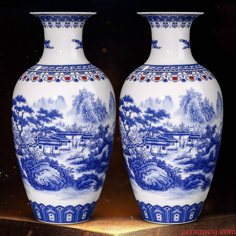 Jingdezhen blue and white porcelain vase furnishing articles of new Chinese style restoring ancient ways is the sitting room of household ceramics archaized decorations arts and crafts