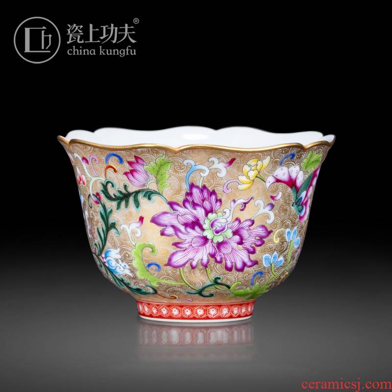 Jingdezhen ceramic jindi alum red flowers kwai masters cup expressions using kung fu tea cup sample tea cup of pure hand - made single CPU