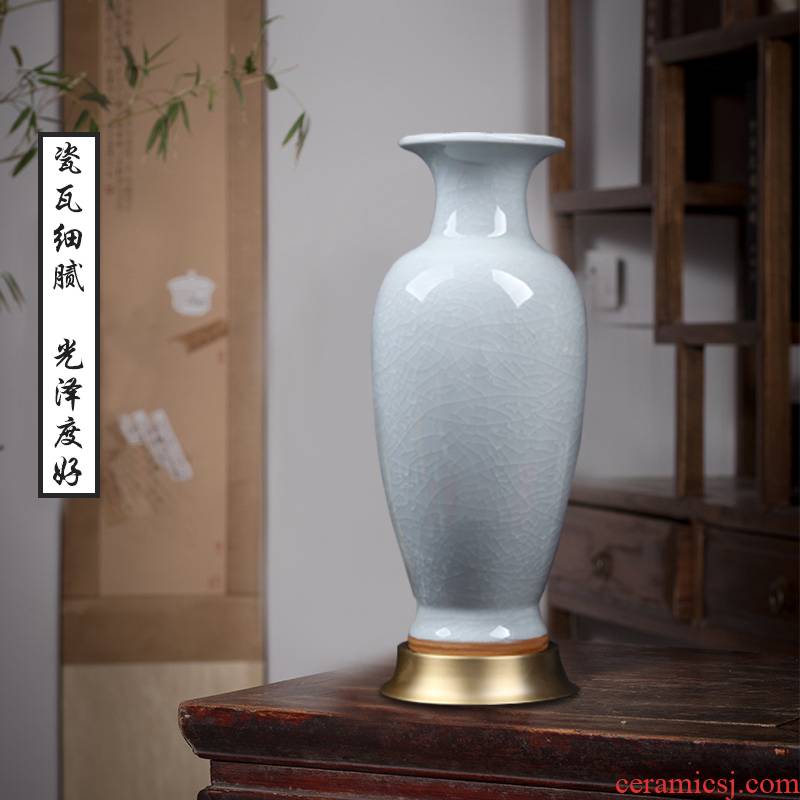 Jingdezhen ceramic vase archaize crack jun porcelain glaze white Chinese porcelain vase flower arrangement sitting room place of borneol