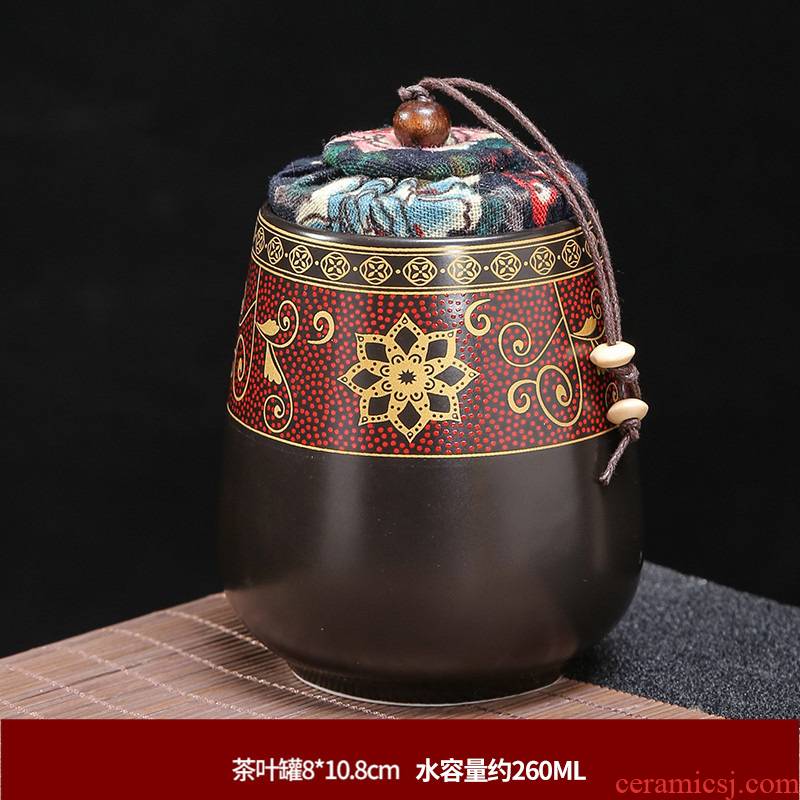 Chinese style tea pot ceramic seal large puer tea tin with household black tea, green tea stored moisture restoring ancient ways