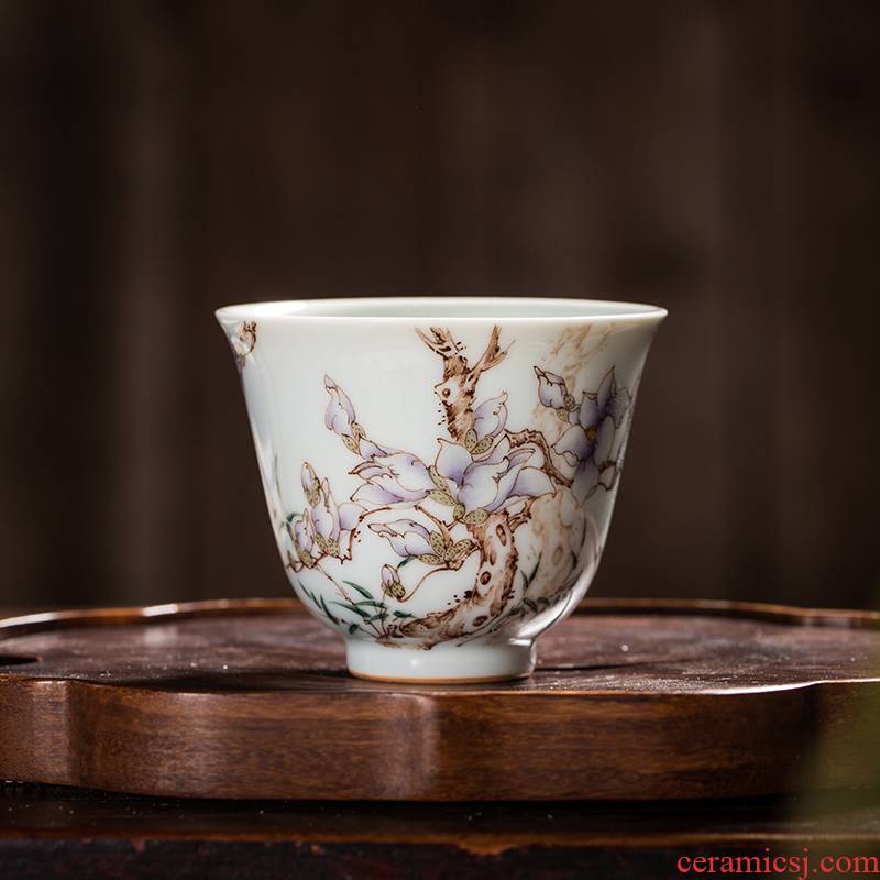 The Owl up with jingdezhen ceramic tea set manually kung fu master sample tea cup flower cup cup for cup under the glaze color hand - made