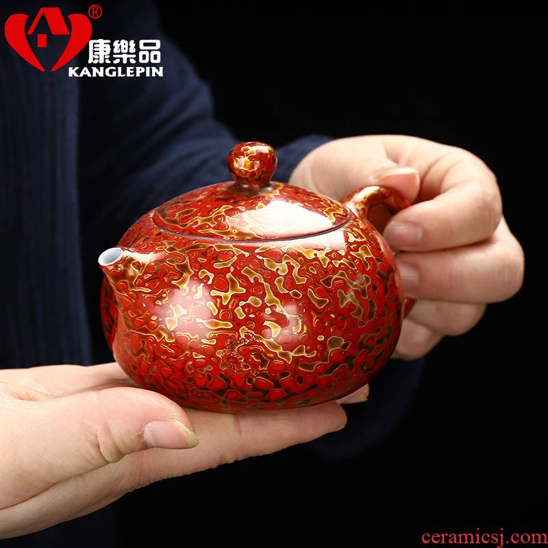 Recreation article 180 ml of Chinese lacquer porcelain beauty pot of pure manual 12.6 7.3 cm wide Chinese lacquer rhinoceros leather tea set