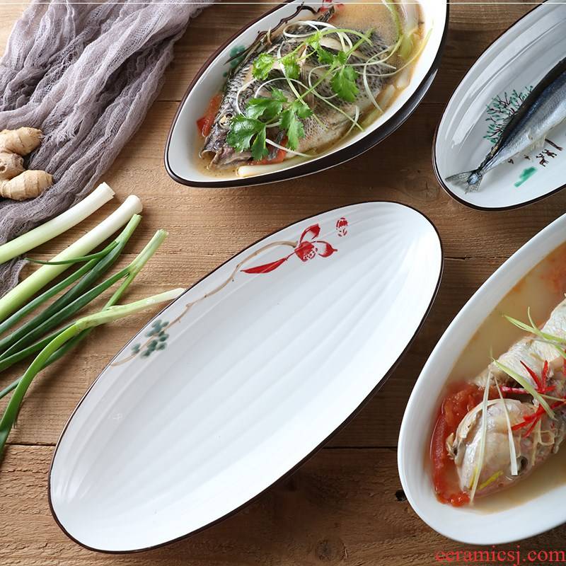 Ltd. hotel restaurant fish plate oval large fish dishes super - sized disc ceramic hotel tableware fish dish