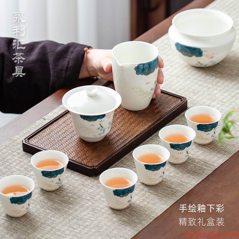 Japanese kung fu tea sets tureen red tea cups tea light key-2 luxury office lounge jingdezhen ceramics