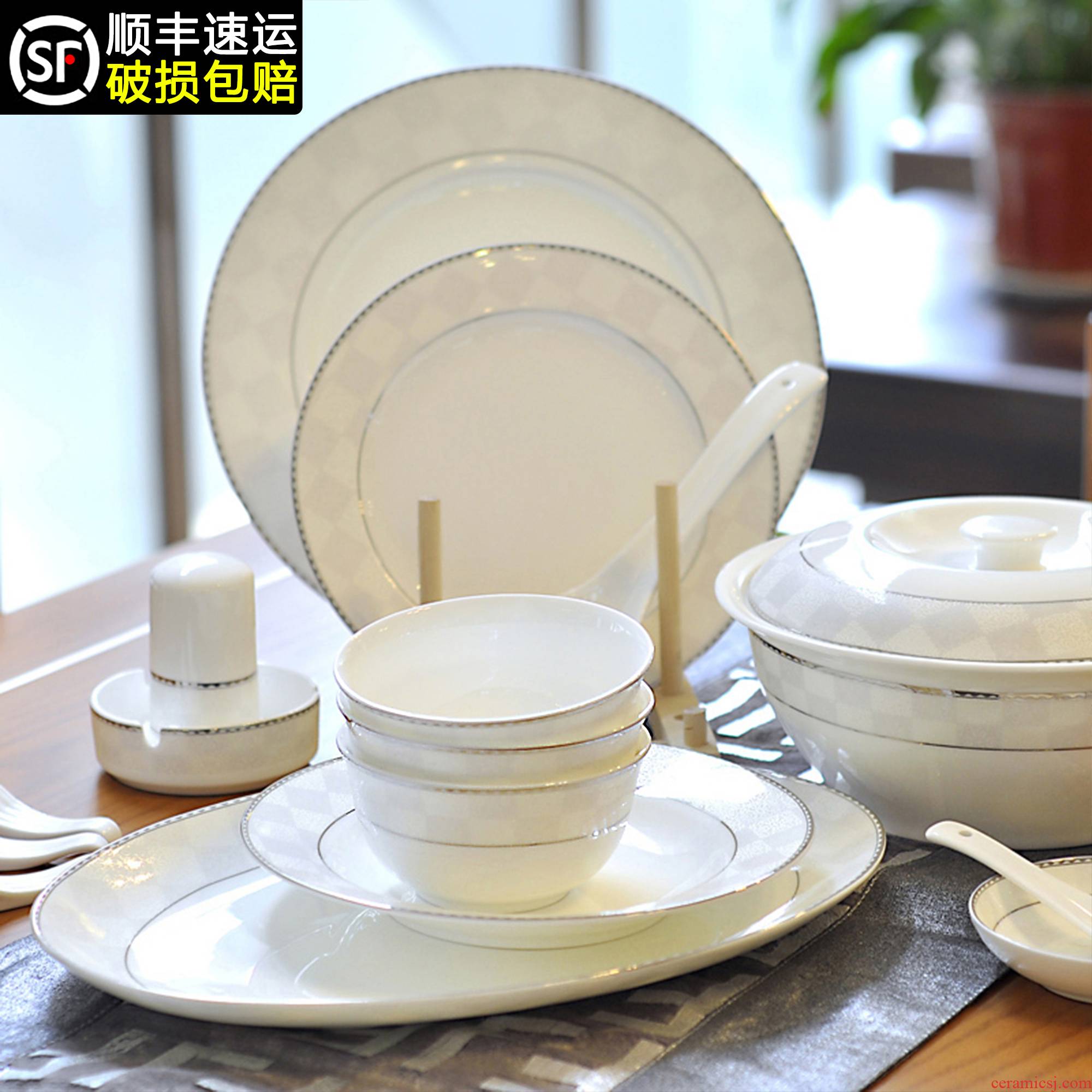 Jingdezhen ceramic tableware Chinese dishes suit household light and decoration plate chopsticks Korean high - grade ceramics from the high level of appearance