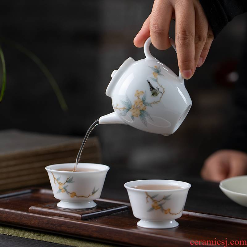 All hand hand draw pastel jingdezhen ceramic teapot kung fu tea set one little teapot use single pot of tea machine