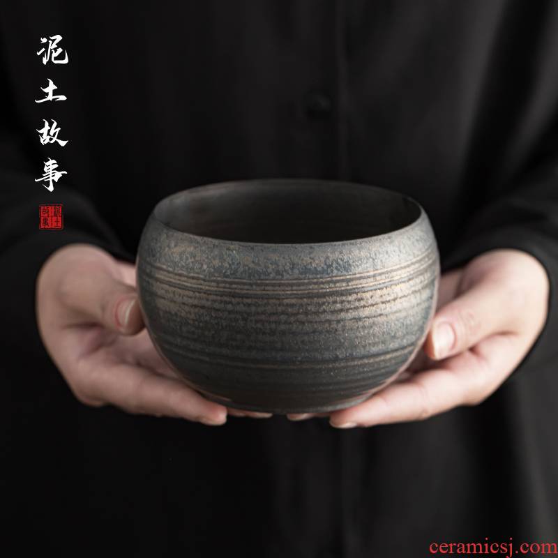 Jingdezhen hand made undressed ore iron glaze tracey water washed by hand wipe the bowl Japanese metal glaze kung fu tea set