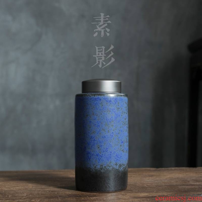 Qiao mu sealed tin lid ceramic pu 'er tea pot put POTS coarse pottery warehouse storage tanks with retro tea by hand