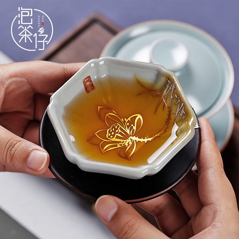 Kung fu tea set single CPU hand - made azure your up chinaware with silver hand master cup, small cup tea cups