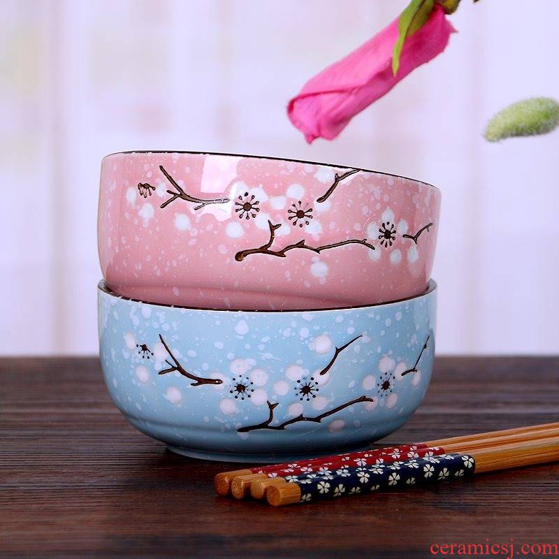Painting Korean blooming flowers Painting green red flowers gifts chopsticks tableware of pottery and porcelain ipads porcelain bowl of gifts