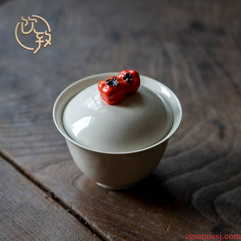 Ultimately responds to plant ash glaze manual tureen jingdezhen domestic tea tea set is not a single three cups of the bowl bowl