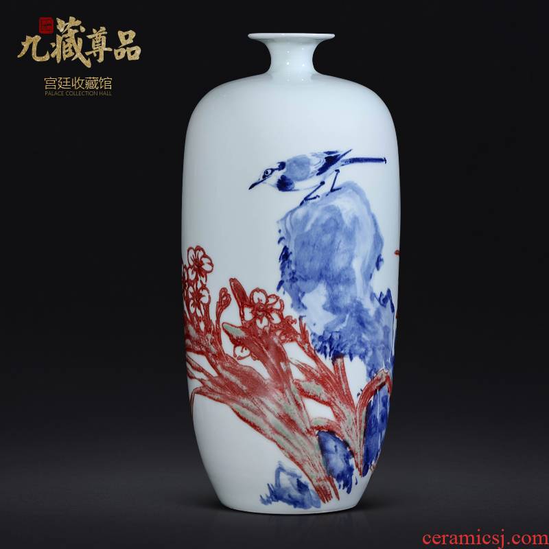 Dong - Ming li jingdezhen blue and white youligong vase hand - made ceramic Chinese style living room TV cabinet porch is decorated furnishing articles