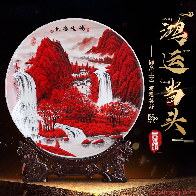 Jingdezhen ceramics luck, hang dish creative TV ark, home decoration of Chinese style of the sitting room porch place