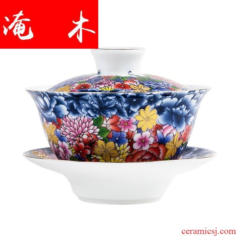 Flooded three just tureen hand paint on wood colored enamel flower ceramic kung fu tea tea cups to use