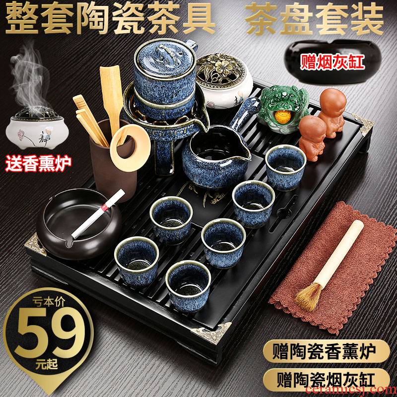 Hui shi kung fu tea accessories the draw - out type household drainage ceramic tea tea tea tray was sea solid wood tea tray tea taking