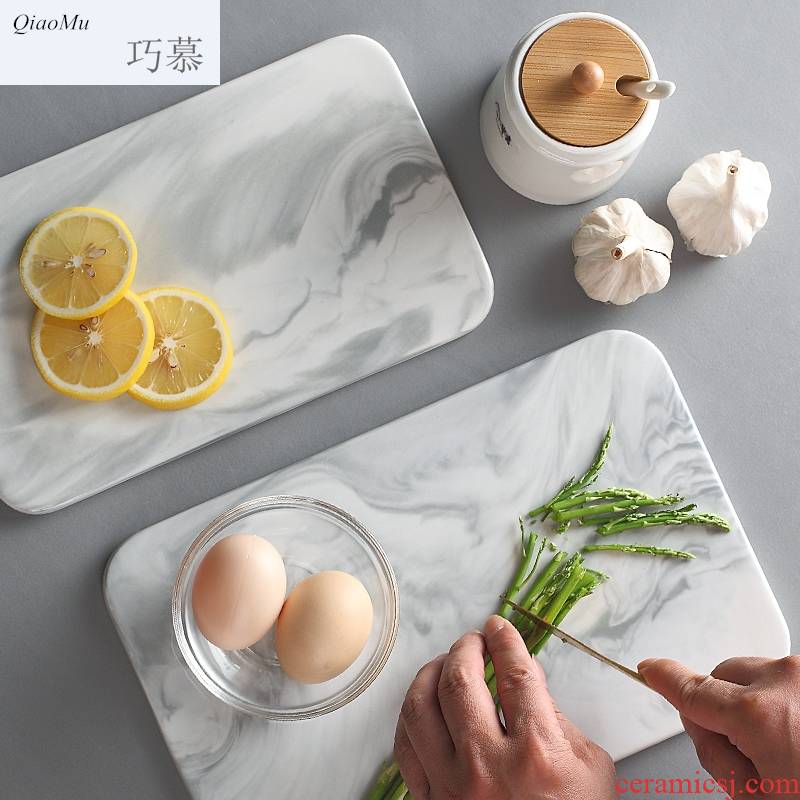 Qiao mu DHT northern wind marble block, flat ceramic cooking fruit tray food posed SaPan
