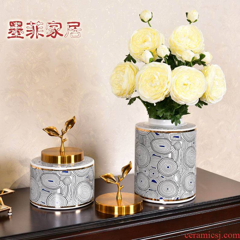 American creative ceramic vase of new Chinese style household light key-2 luxury furnishing articles, the sitting room porch TV ark, to receive a vase decoration
