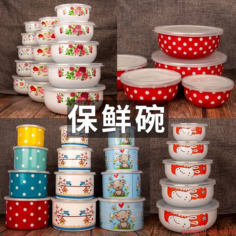 Enamel Enamel baby fresh separated type lunch bowl bowl meal boxes assist food workers receive always suit the fridge