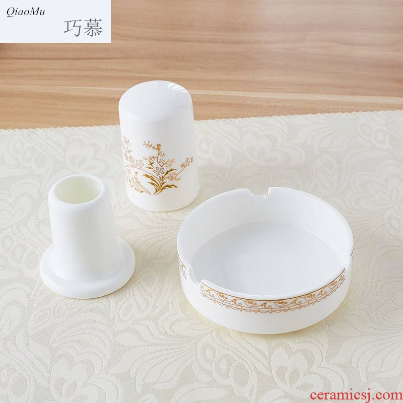 Qiao mu ipads porcelain ceramic small ashtray ashtray toothpicks extinguishers toothpick box can form a complete set of tableware European gold