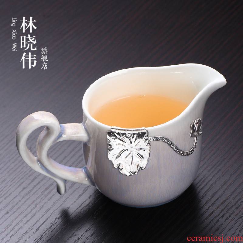 Variable set fair silver ceramic cup more large heat points of tea, tea sea Japanese kung fu tea accessories