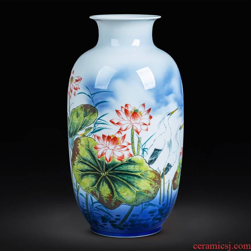 Jingdezhen ceramics hand - made lotus flower vase landed large new sitting room adornment of Chinese style household furnishing articles furnishing articles