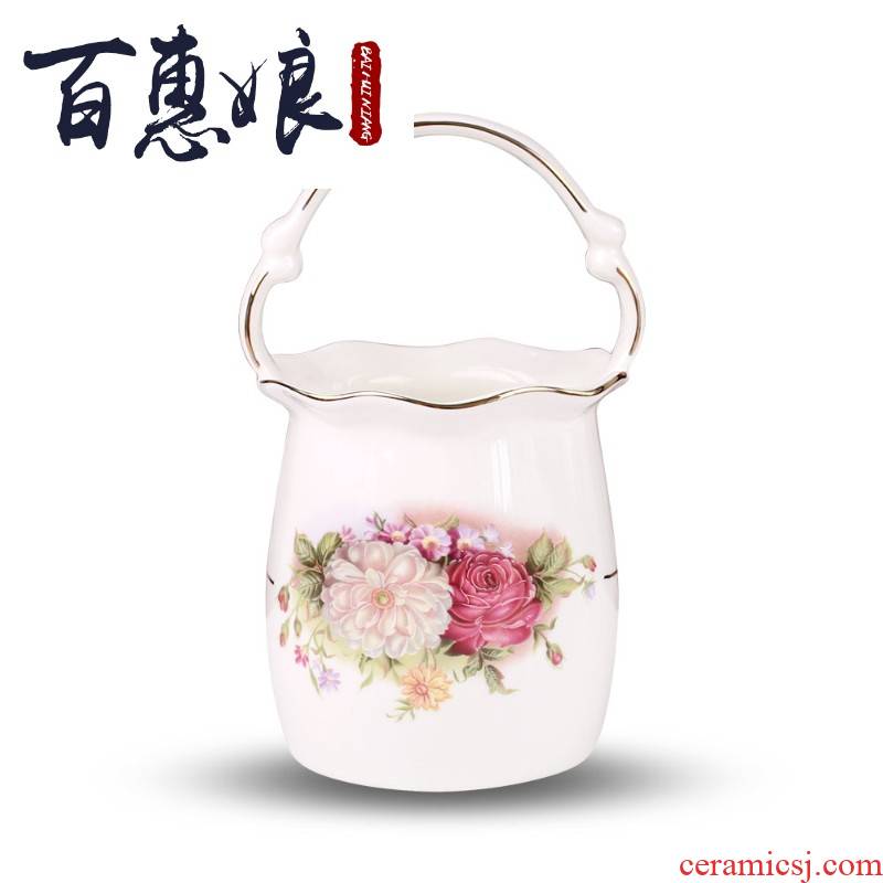 (niang floral embroidered ipads porcelain place small spoon, run out of floret China flower basket can form a complete set meal