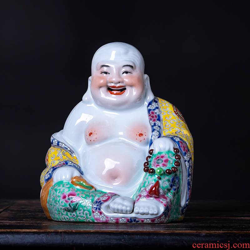 Jingdezhen porcelain maitreya Buddha pastel hand - made zen pot - bellied bag lohan household furnishing articles decorative arts and crafts