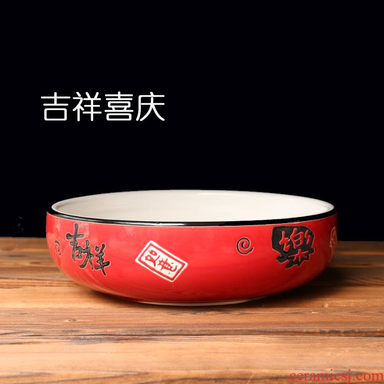More music feast red bowl of soup bowl of household food bowl of the big yards against the hot ceramic bowl dish bowl can be customized