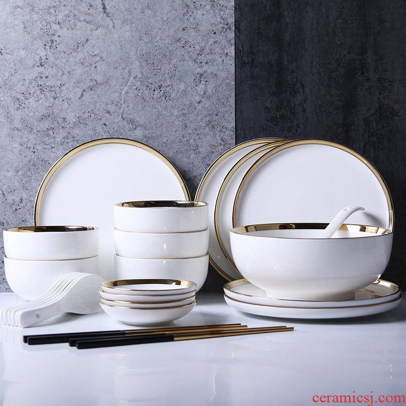 The kitchen ceramic tableware Nordic up phnom penh dish plate household small taste dish soup bowl chopsticks ceramic bowl dish dish suits for