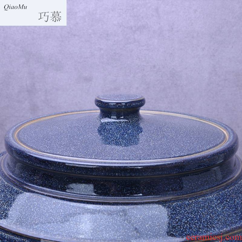 Qiao mu jingdezhen ceramic barrel oil cylinder tank 20 jins 30 jins 50 kg 100 jins water storage tank with tap water