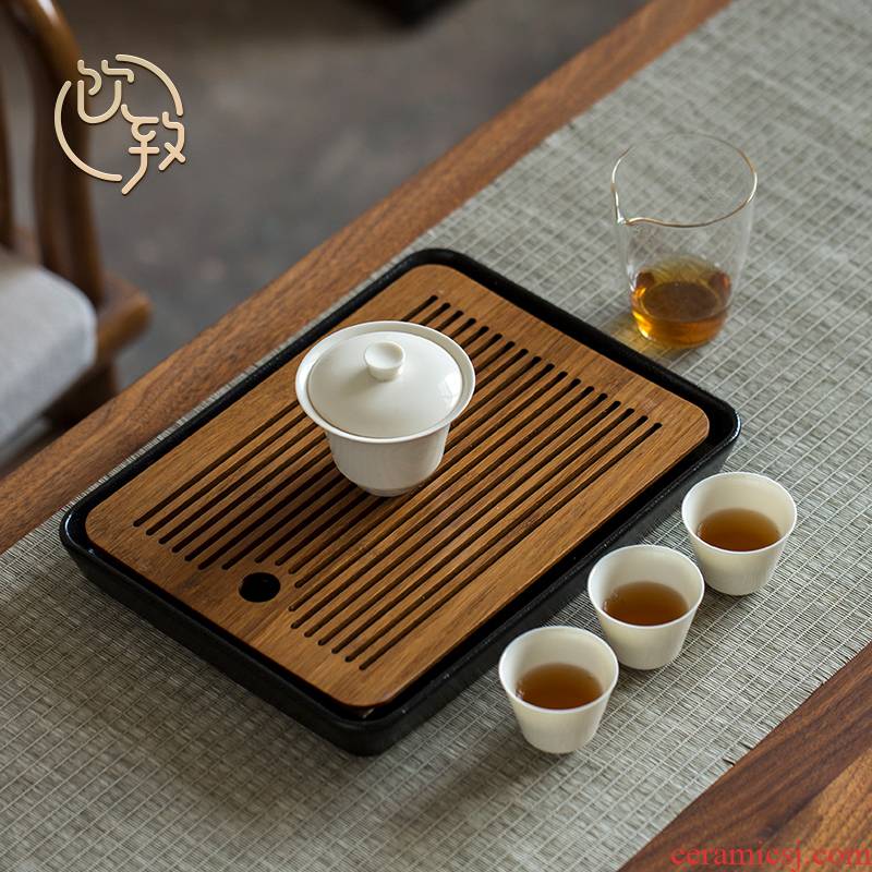 Ultimately responds to tea tray of black ceramic dry plate of household water storage type small tea table is contracted kung fu tea tea tray