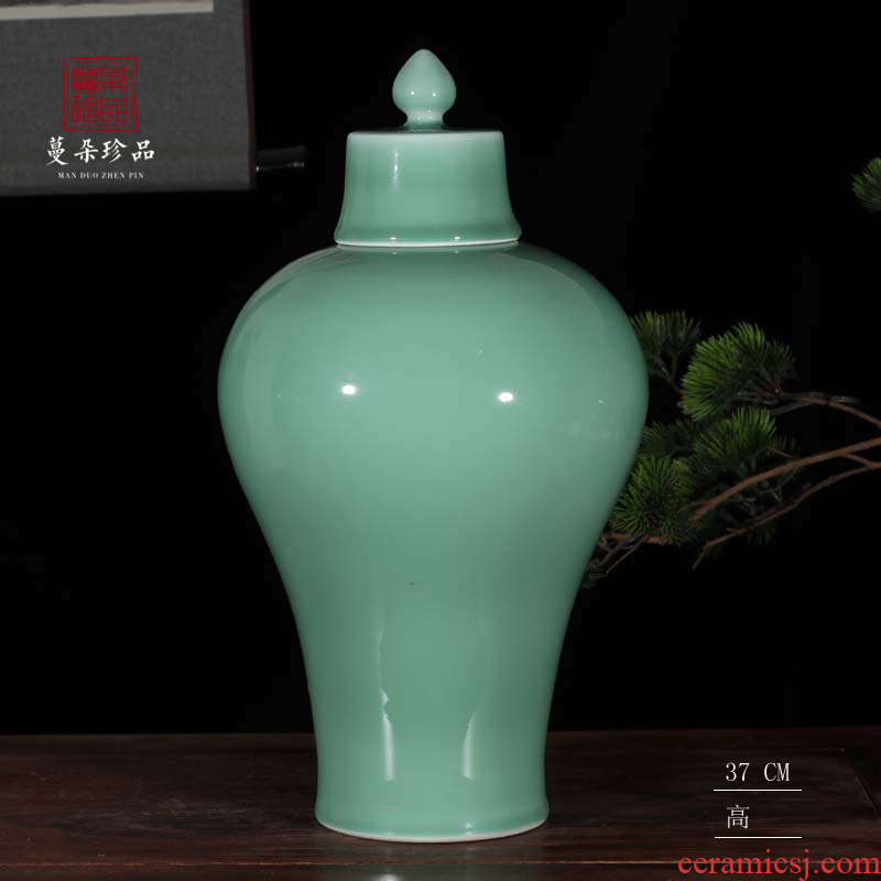 Celadon green shadow with cover mei bottles of sitting room cabinet display classical annatto furniture furnishing articles 10 elegant vase