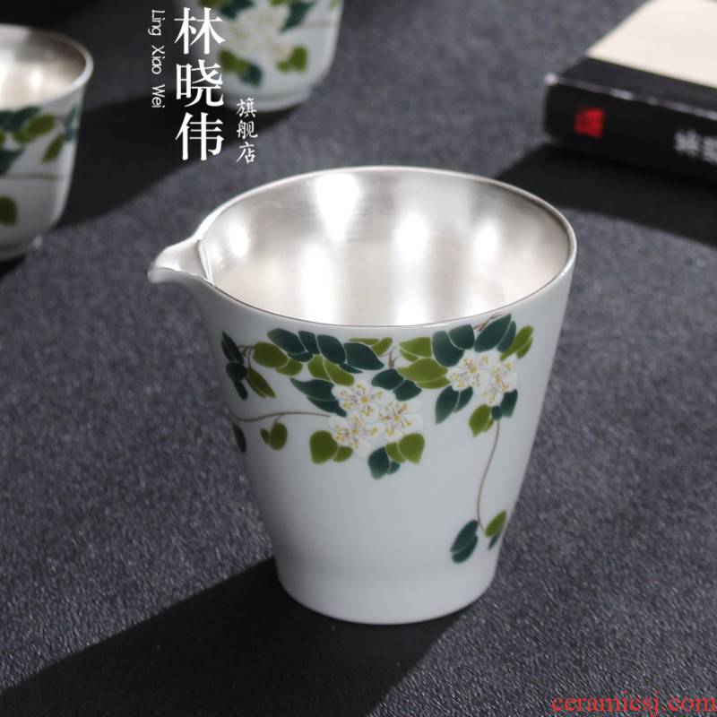 European - style hand - made ceramic fair coppering. As silver cup tea tea is pure silver sea points kung fu tea set suit household contracted by hand