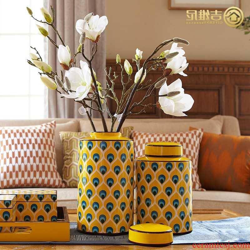 Japan buy KY new Chinese American household adornment vases, flower arranging furnishing articles European sitting room between example peacock wen tao