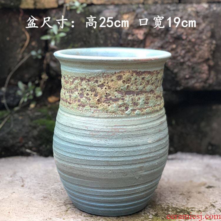 Manual coarse pottery flowerpot more meat large basin mage, zhuang zi retro POTS outside sitting room dry flower decoration flower pot