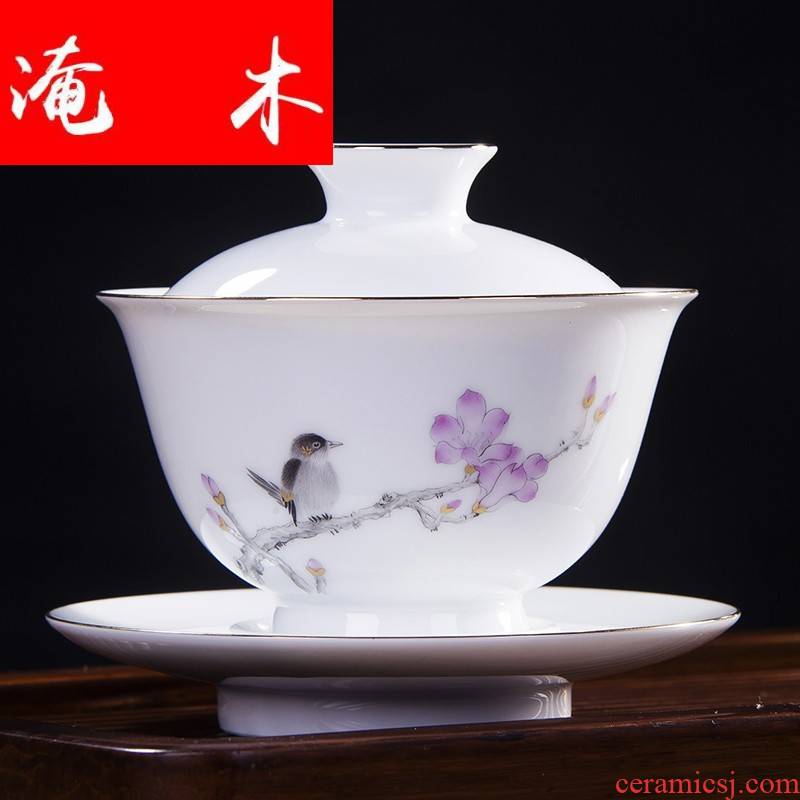 Flooded wooden bird all hand made enamel orchid only three high tureen jingdezhen ceramics craft kung fu tea tea cup