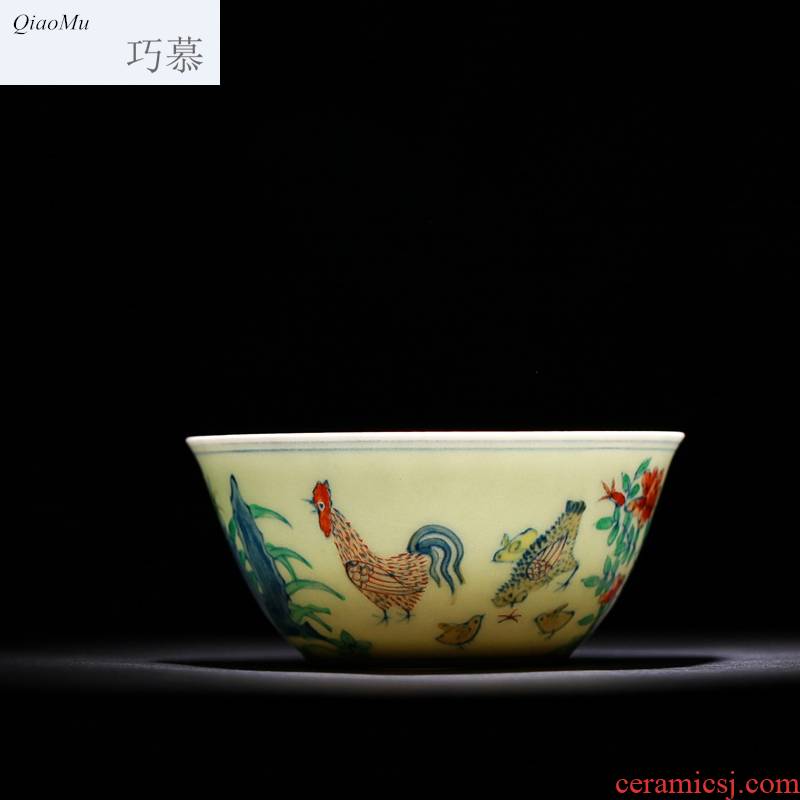Qiao mu seiko edition 280 da Ming chenghua chicken color bucket cylinder cup jingdezhen hand - made manual archaize ceramic cups