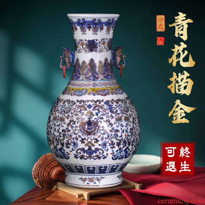Blue and white porcelain jingdezhen ceramics vase Chinese archaize sitting room home TV ark adornment study furnishing articles