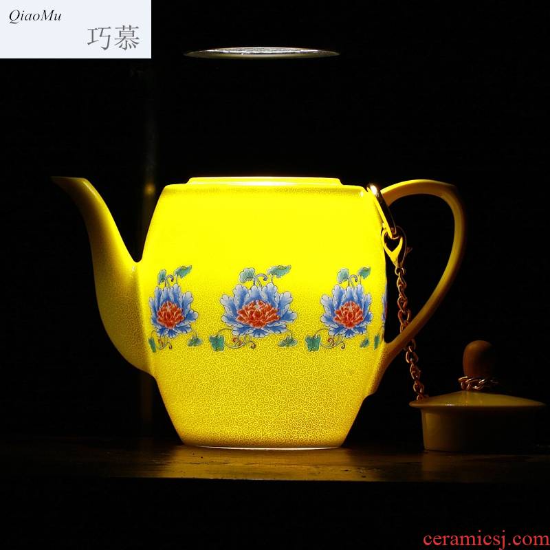 Qiao mu jingdezhen archaize ceramic tea set manually pick flowers gift cups pastel way hand - made kung fu tea products