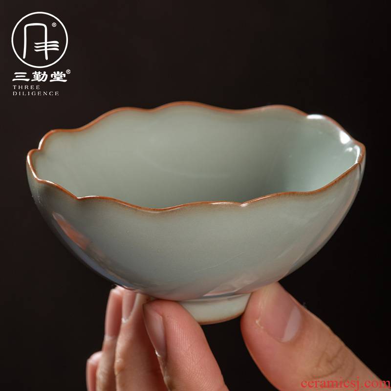 The three frequently tang secret pu - erh tea cups of jingdezhen ceramic cups of pure manual S44106 large single master cup tea cup