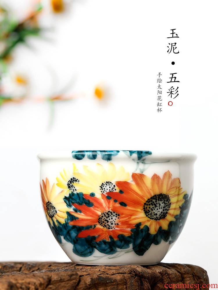 Jingdezhen porcelain masters cup a cup of pure checking sample tea cup single hand tea urn kung fu tea cups ceramic tea set