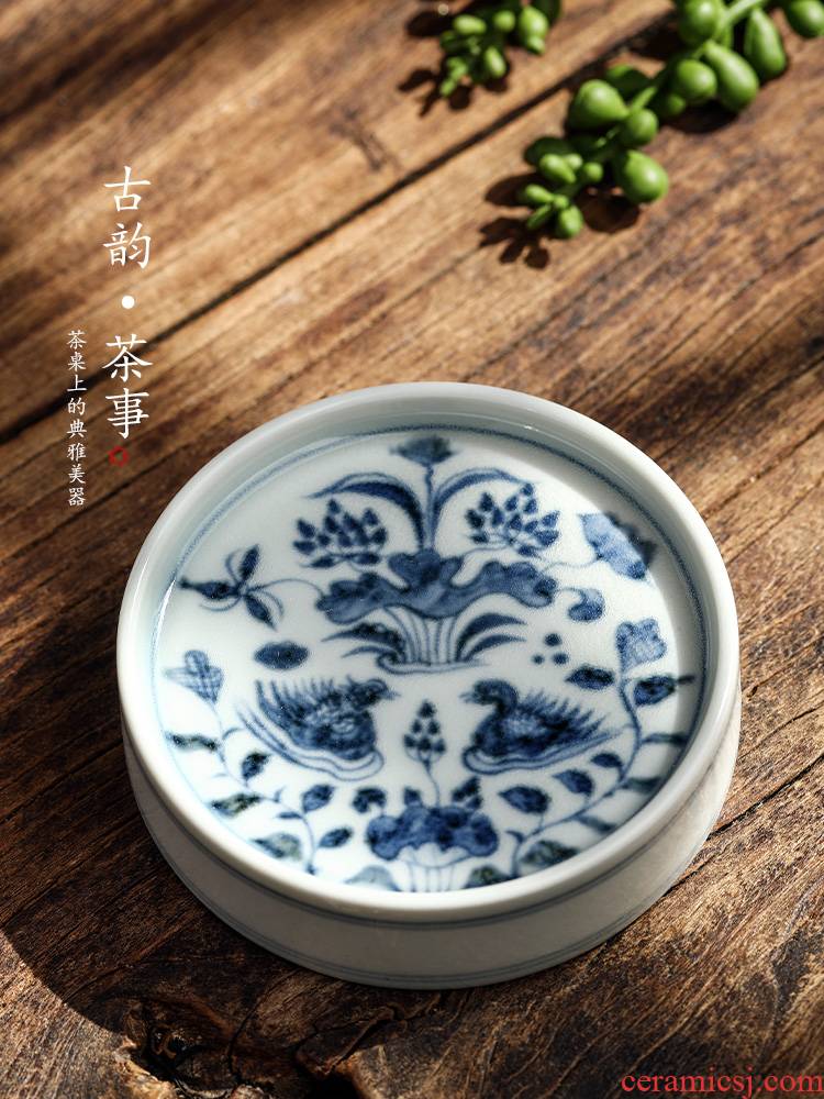 Jingdezhen pure manual yuan green cover buy blue cover a ceramic kung fu tea set with parts teapot cup mat hand - made mandarin duck
