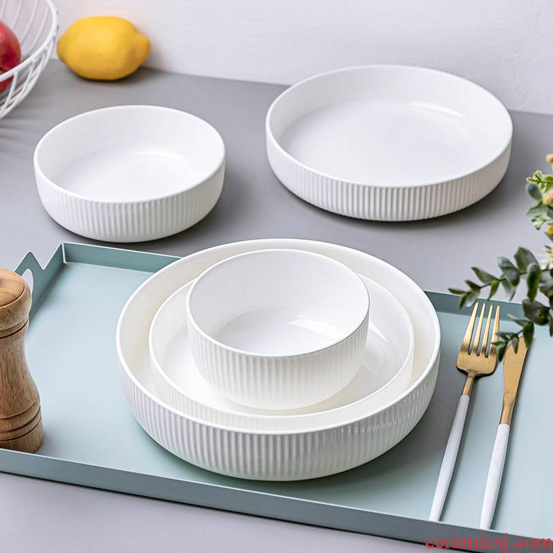 White ipads China plates salad plate deepen who nest plate household ceramic tableware deep deep orifice plate plate plate