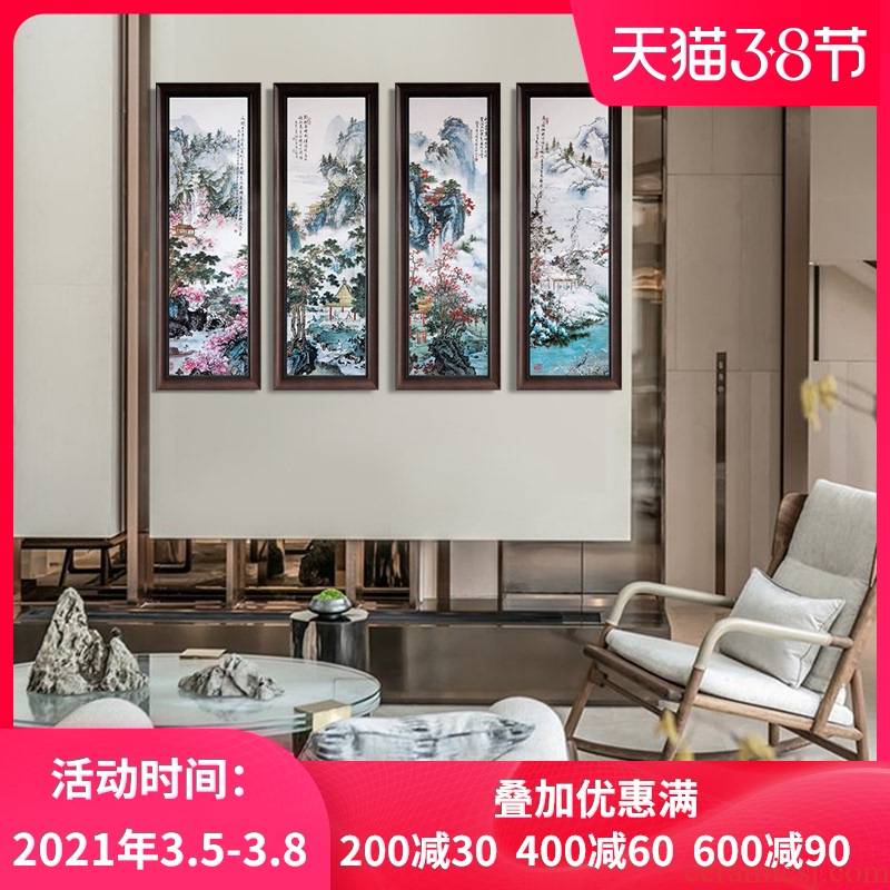 Jingdezhen ceramic porcelain plate painting landscape restaurant sitting room adornment corridor of new Chinese style sofa background wall hang a picture