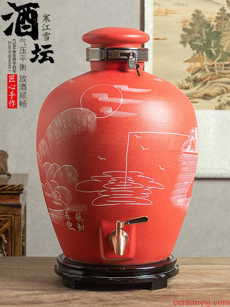 Jingdezhen ceramic wine jars with leading domestic 10 jins 20 jins 50 aged liquor cylinder seal wine bottles