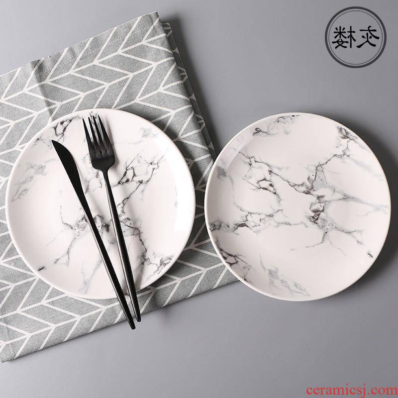 The kitchen marble tableware ceramic plates home dinner salad plate creative bowl dish dish suits for ceramics