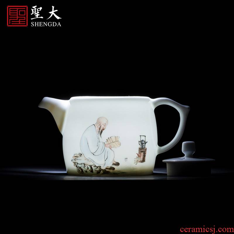 Holy big teapot hand - made ceramic kung fu new color figure Fried tea pot teapot single pot all hand of jingdezhen tea service